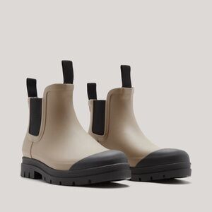 Everlane Beige Ankle Rain Boots with Black Sole